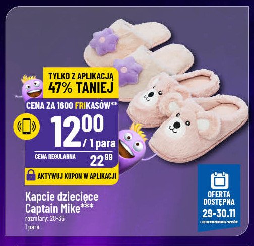 Kapcie dziecięce 28-35 Captain mike promocja w POLOmarket