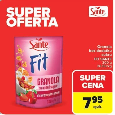 Granola bez dodatku cukru FIT SANTE 300g promocja w Carrefour