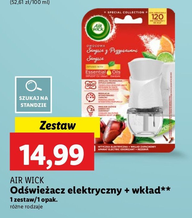 Odświeżacz owocowa sangria z przyprawami Air wick essential oils promocja