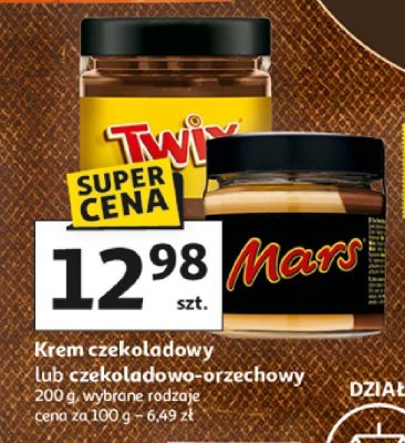 Krem czekoladowy lub czekoladowo-orzechowy Twix lub Mars, wybrane rodzaje promocja w Auchan