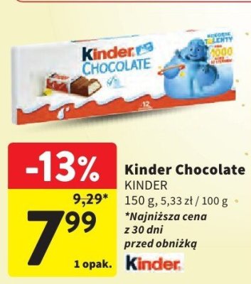 Czekolada Kinder Chocolate KINDER promocja w Intermarche