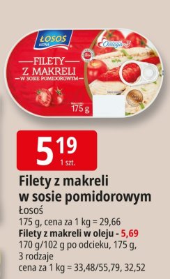 Filety z makreli w sosie pomidorowym Łosoś promocja w Leclerc