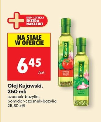 Olej Kujawski, 250 ml: czosnek-bazylia, pomidor-czosnek-bazylia promocja w Biedronka