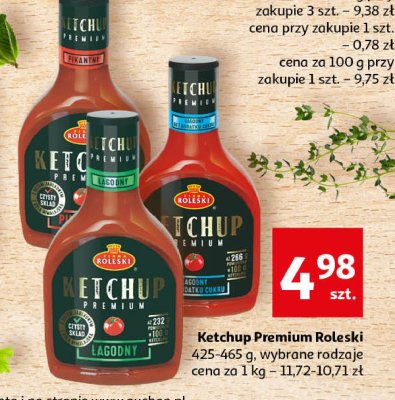 Ketchup łagodny premium bez dodatku cukru Roleski promocja