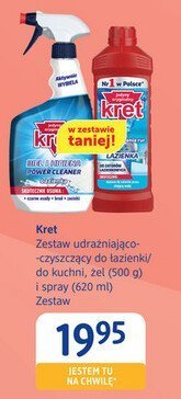 Zestaw Kret zestaw udrażniająco-czyszczący do łazienek/do kuchni, żel i spray promocja w Drogerie DM