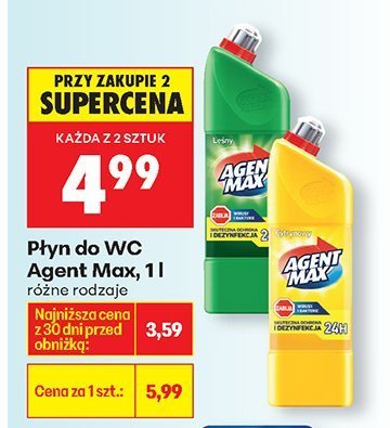 Płyn do WC Agent Max różne rodzaje promocja w Biedronka