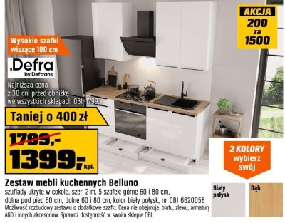 Zestaw mebli kuchennych Belluno Defra promocja w OBI
