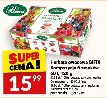 Herbata owocowa BIFIX Kompozycja 6 smaków 60T, 120 g promocja w Twój Market