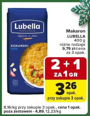 Makaron Lubella Kokarki 400 g, różne rodzaje promocja w Carrefour Express