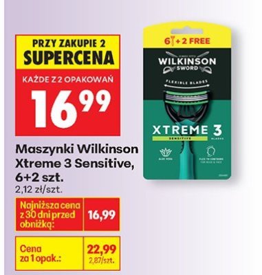 Maszynki do golenia Xtreme 3 Sensitive 6+2 szt. Wilkinson promocja w Biedronka