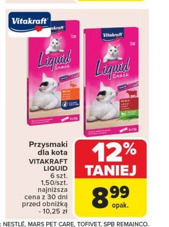 Karma dla kota wołowina VITAKRAFT LIQUID SNACK promocja w Carrefour