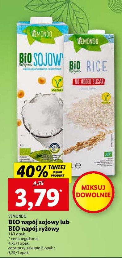 Napój ryżowy bez cukru Vemondo promocja