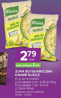 Zupa błyskawiczna Knorr Nudle ser w ziołach promocja w Stokrotka