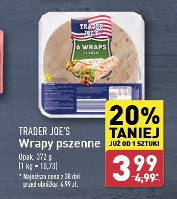 Wrapsy pszenne 6 szt Trader joe's promocja w Aldi