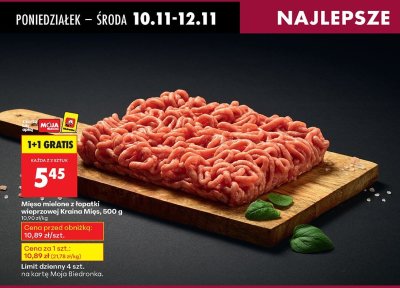 Mięso mielone z łopatki wieprzowej Kraina Mięs promocja w Biedronka