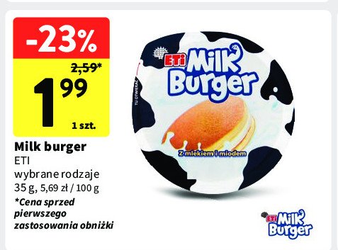 Baton z mlekiem i z miodem Eti milk burger promocja