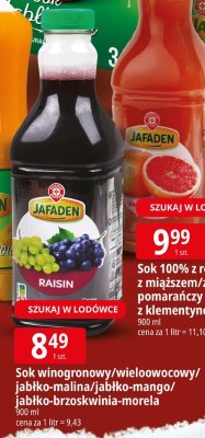 Sok winogronowy/wieloowocowy/jabłko-malina/jabłko-mango/jabłko-brzoskwinia-morela promocja w Leclerc
