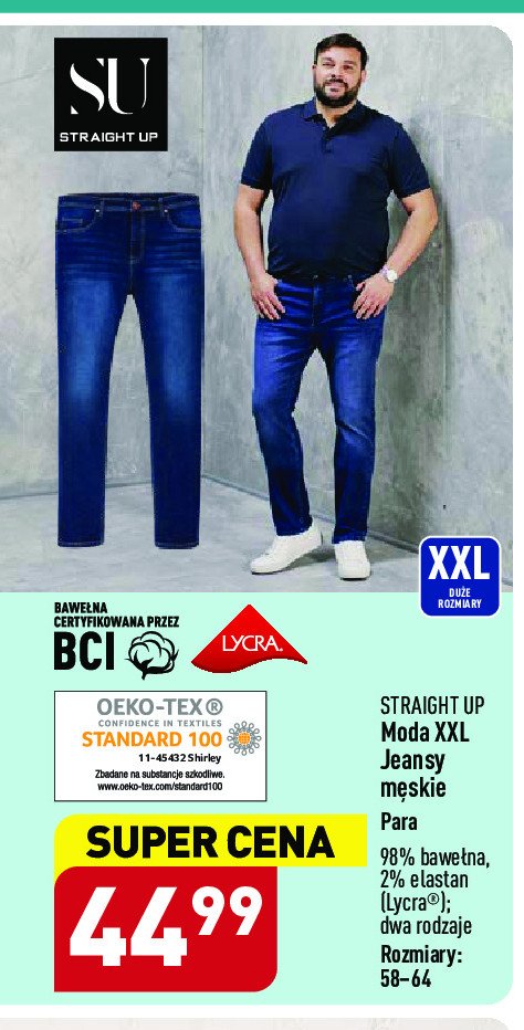 Spodnie męskie jeansy rozm. 58-64 Straight up promocja