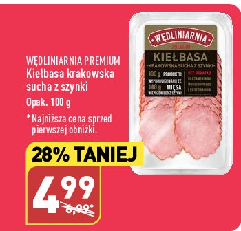 Kiełbasa krakowska sucha z szynki Wędliniarnia classic promocja