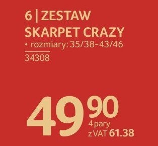 Zestaw skarpet crazy rozmiar 35/38-43/46 promocja w Selgros