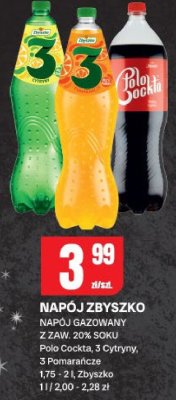 Napój gazowany Polo Cockta, 3 Cytryny, 3 Pomarańcze 1,75 l, Zbyszko 1 l promocja w Chorten