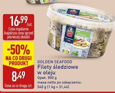 Filety śledziowe GOLDEN SEAFOOD w oleju promocja w Aldi