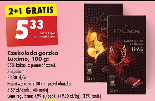 Czekolada gorzka Luximo premium promocja