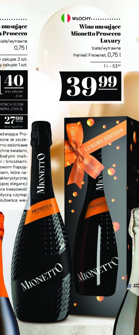 Wino kartonik Mionetto prosecco luxury promocja w POLOmarket