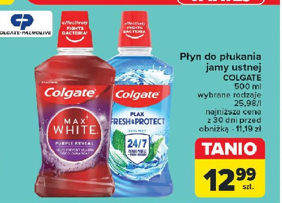 Płyn do ust fresh & protect Colgate plax promocja w Carrefour