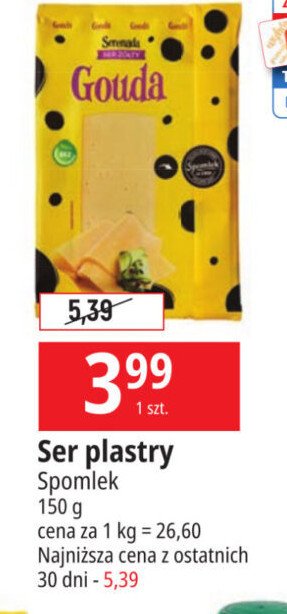 Ser gouda w plastrach Serenada promocja w Leclerc