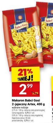 Makaron Babci Gosi 2-jajeczny Artex, 400 g promocja w Twój Market