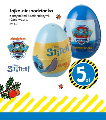 Jajko-niespodzianka Stitch z artykułami piśmienniczymi promocja w Tedi