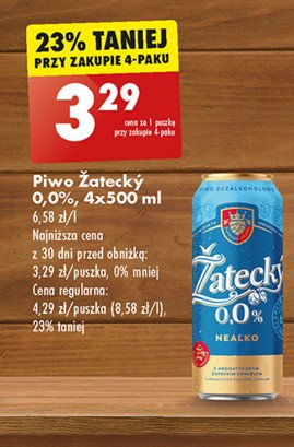 Piwo Zatecky 0% promocja w Biedronka