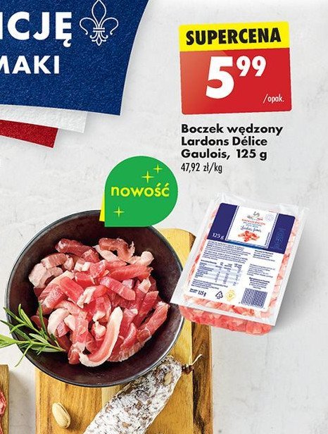 Boczek wędzony lardons Delice gaulois promocja w Biedronka