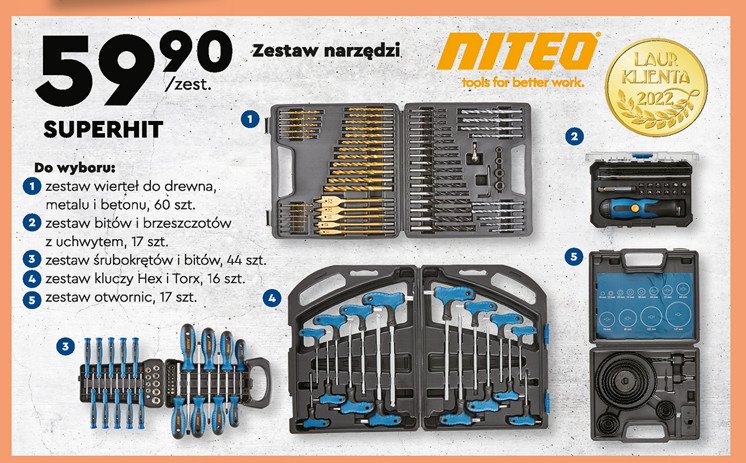 Zestaw wierteł w walizce Niteo tools promocja