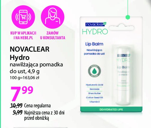 Pomadka do ust nawilżająca NOVACLEAR HYDRO promocja