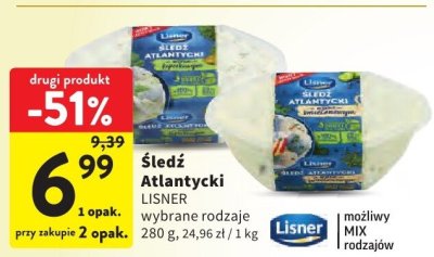 Śledź Atlantycki LISNER wybrane rodzaje promocja w Intermarche