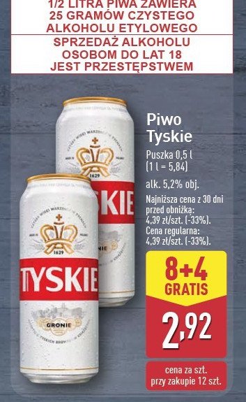 Piwo Tyskie Gronie promocja w Aldi