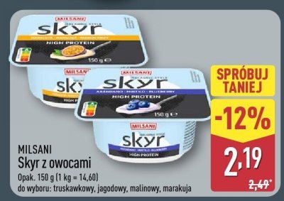 Skyr z owocami jagodowy promocja w Aldi