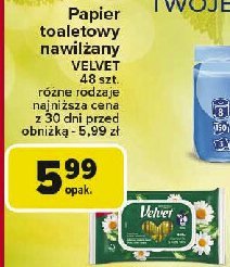 Papier toaletowy nawilżany rumianek i aloevera Velvet promocja