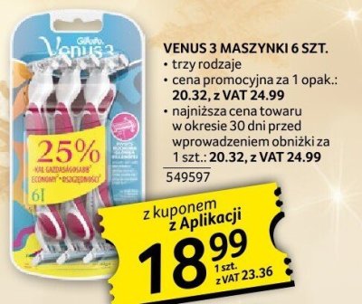 Maszynki Venus 3 6 szt. promocja w Selgros