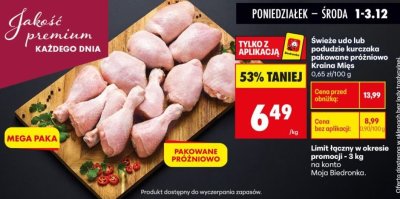 Udo lub podudzie kurczaka pakowane próżniowo Kraina Mięs promocja w Biedronka