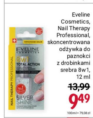 Skoncentrowana odżywka do paznokci 8w1 total action silver shine Eveline nail therapy professional promocja