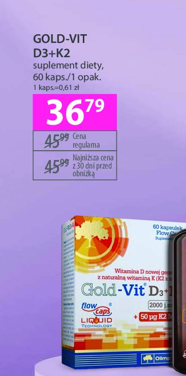 Kapsułki wzmacniające Olimp labs gold-vit d3+k2 promocja