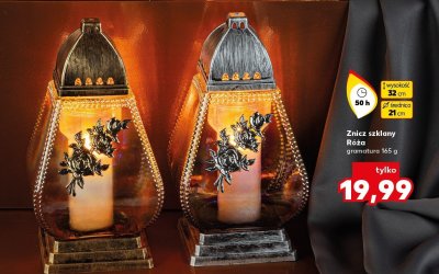 Znicz szklany Róża 50 h promocja w Kaufland