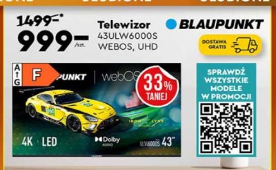 Telewizor BLAUPUNKT 43ULW6000S WEBOS, UHD promocja w Biedronka