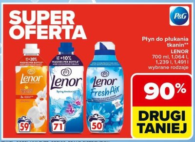 Płyn do płukania tkanin drugi -90% taniej Lenor promocja w Carrefour Market