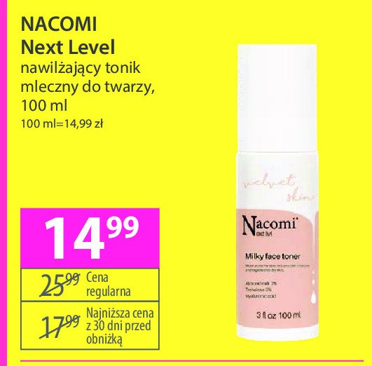 Mleczny tonik w sprayu NACOMI NEXT LEVEL promocja