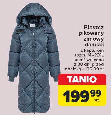 Płaszcz pikowany zimowy z kapturem m-xxl promocja