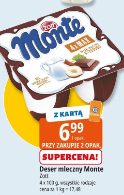 Deser mleczny Monte Zott promocja w Leclerc